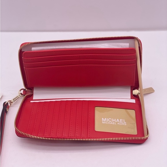 Michael Kors Large Continental Wallet Wristlet Dark Sangria - Picture 12 of 14